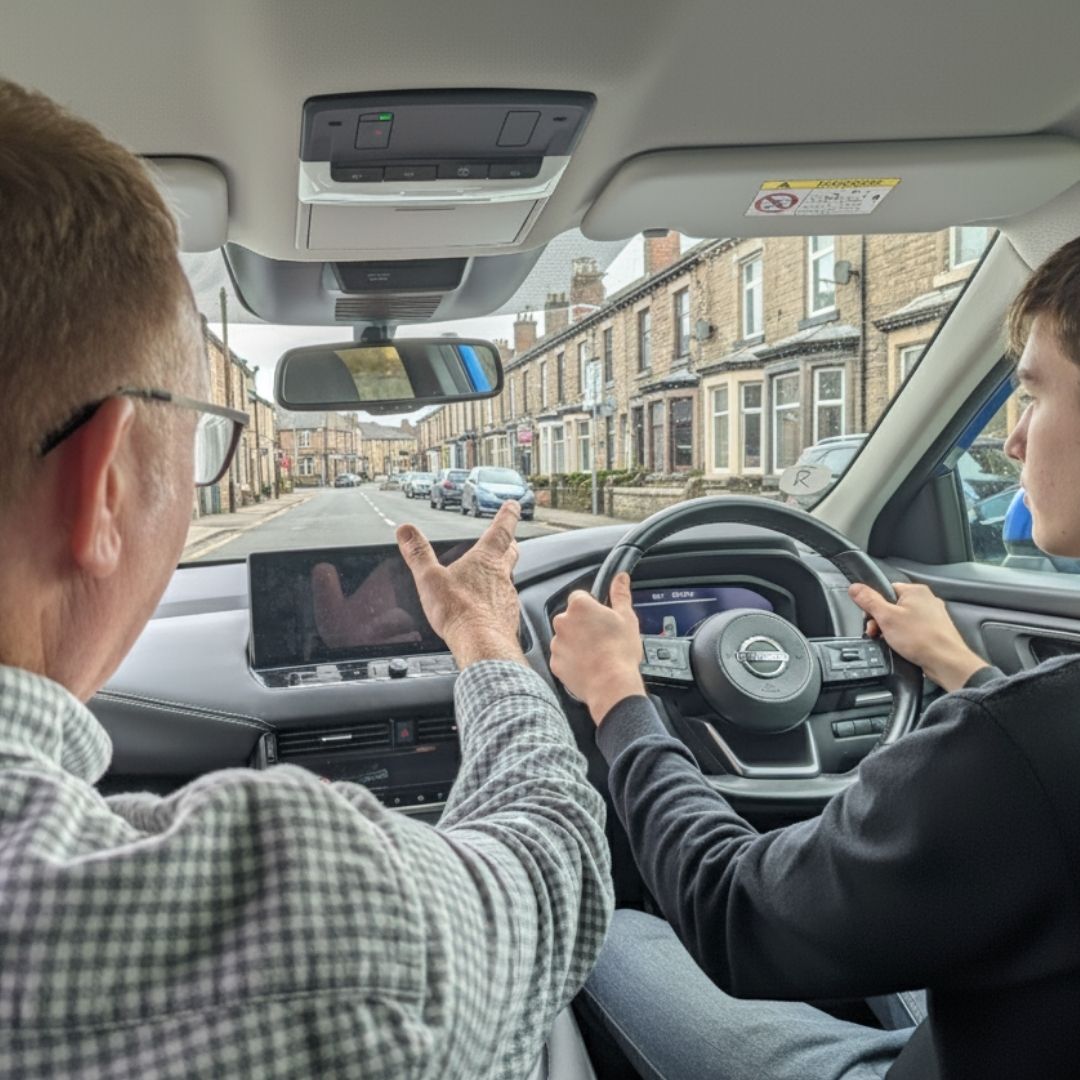 Stuart teaching from outside the car